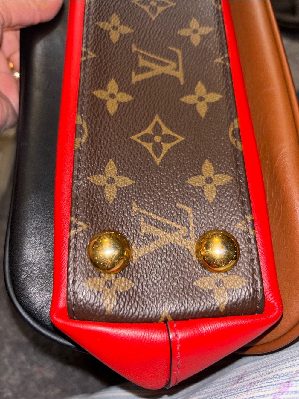 Louis Vuitton Millefeuille Brown Monogram Satchel with Red Accent - Picture 6 of 16